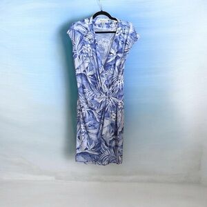 Tommy Bahama Clara Aqua Lush Faux Wrap Dress in Ultra Marine Size L